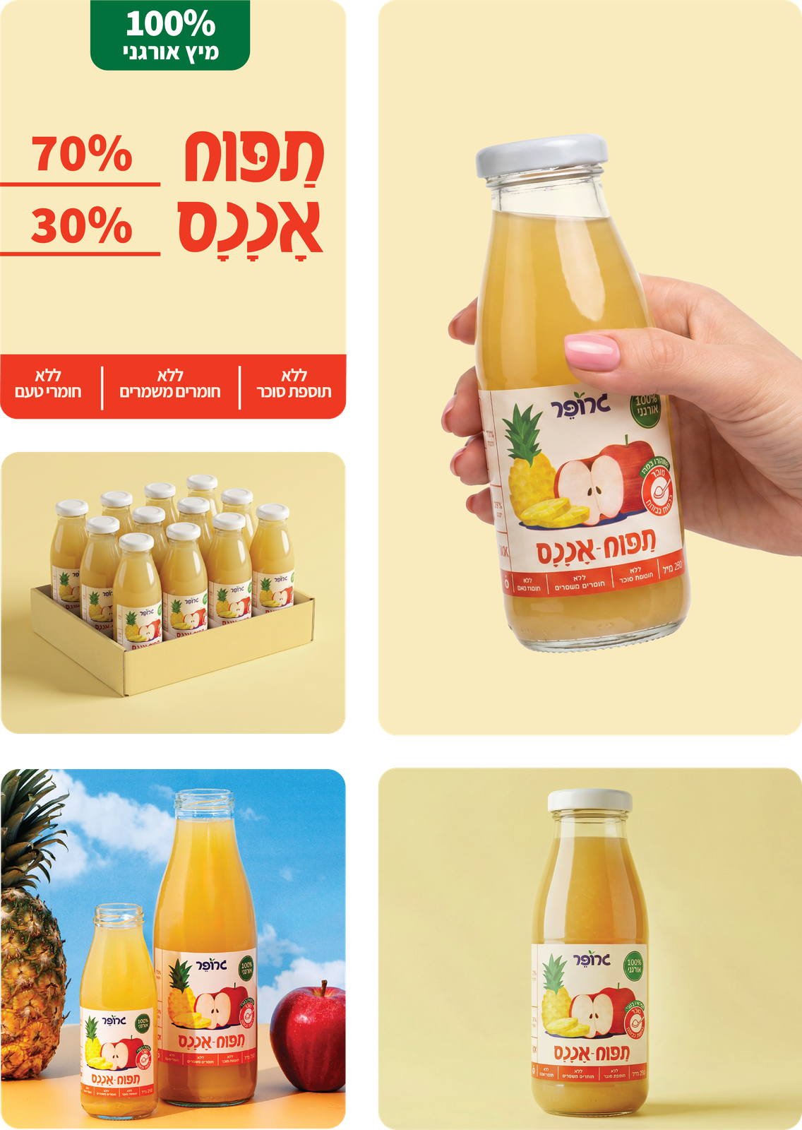 תפוח אננס - מארז בקבוקי זכוכית